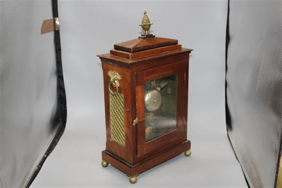 A Regency brass inset mahogany bracket clock by Turk of Sittingbourne, with painted dial and twin fusee movement, height 51cm